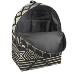 Black And Beige Aztec Pattern Print Backpack