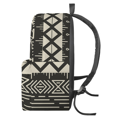 Black And Beige Aztec Pattern Print Backpack