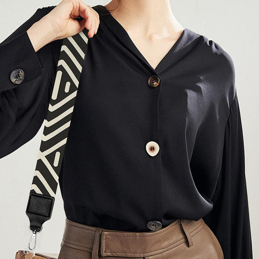 Black And Beige Aztec Pattern Print Bag Strap