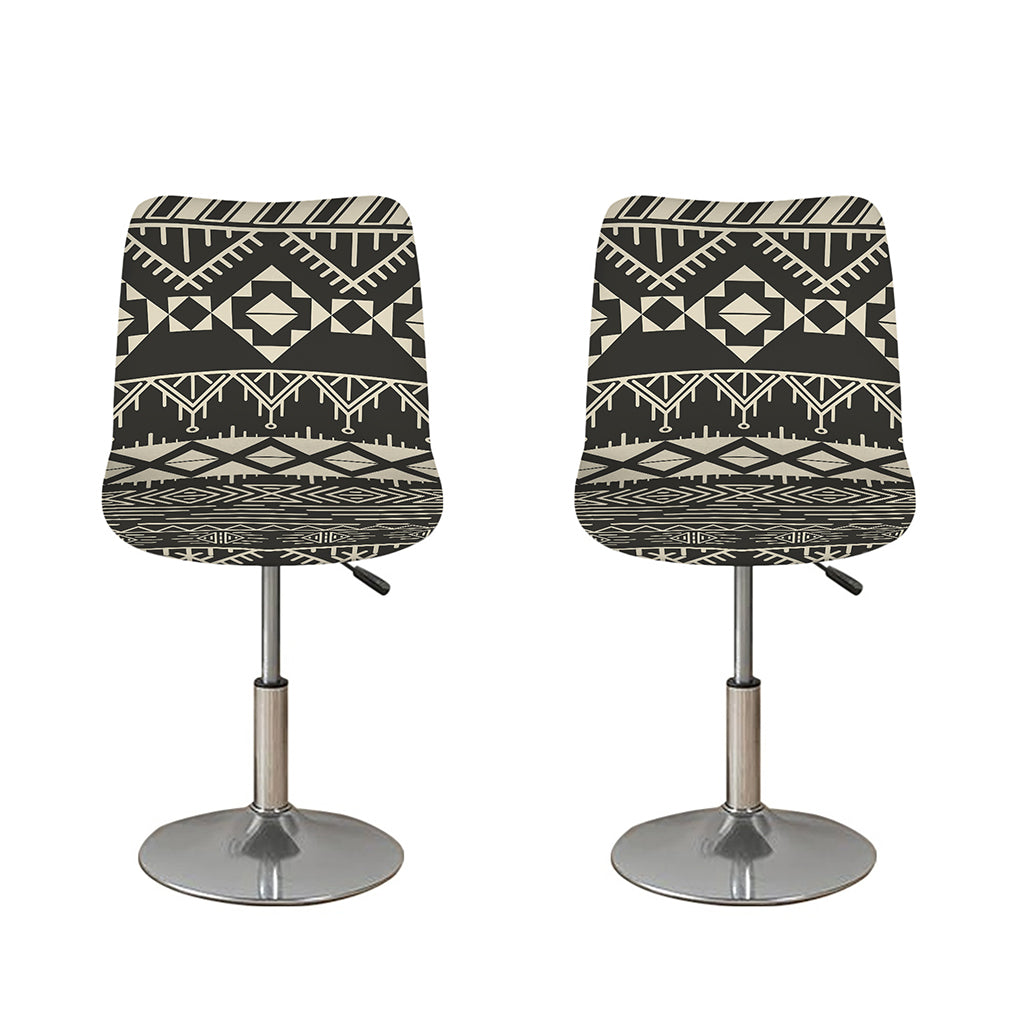 Black And Beige Aztec Pattern Print Bar Stool Covers