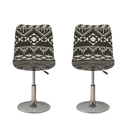 Black And Beige Aztec Pattern Print Bar Stool Covers
