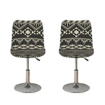 Black And Beige Aztec Pattern Print Bar Stool Covers