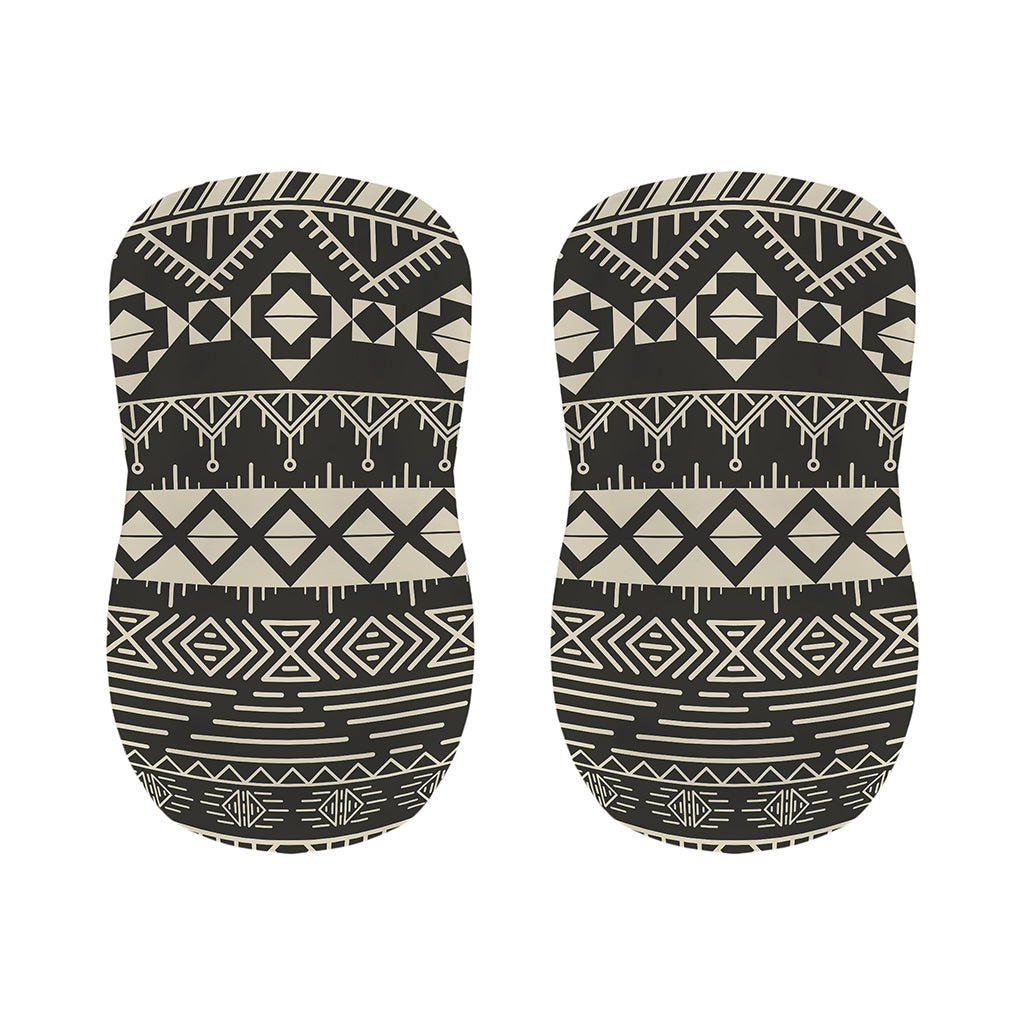 Black And Beige Aztec Pattern Print Bar Stool Covers