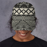 Black And Beige Aztec Pattern Print Baseball Cap