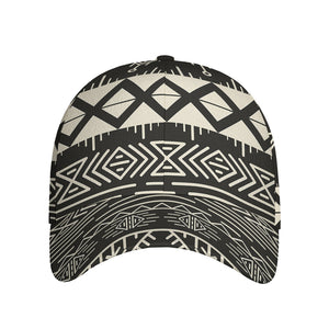 Black And Beige Aztec Pattern Print Baseball Cap