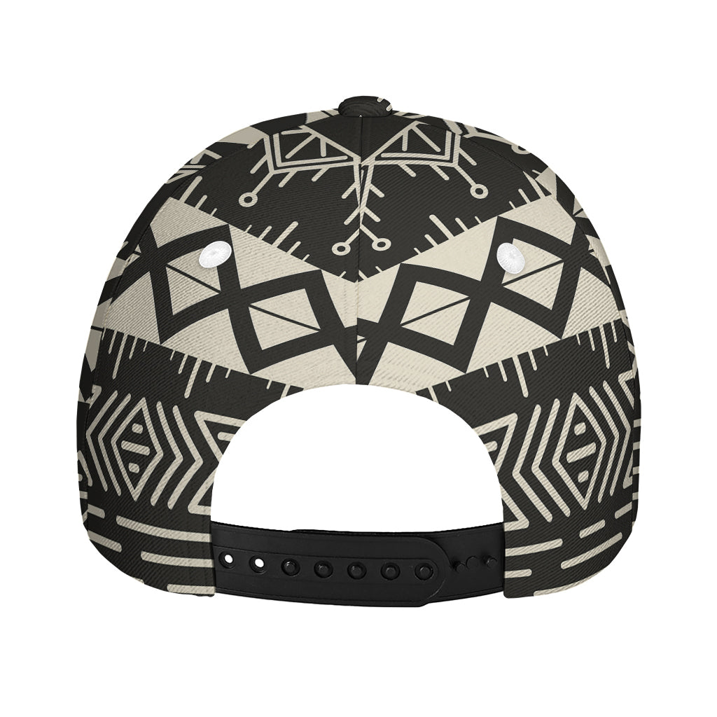 Black And Beige Aztec Pattern Print Baseball Cap