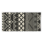 Black And Beige Aztec Pattern Print Beach Towel