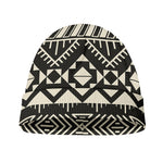 Black And Beige Aztec Pattern Print Beanie