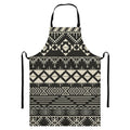 Black And Beige Aztec Pattern Print Bib Apron With Pocket