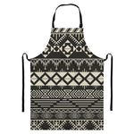 Black And Beige Aztec Pattern Print Bib Apron With Pocket