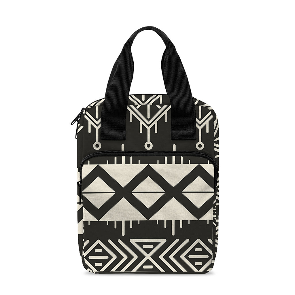 Black And Beige Aztec Pattern Print Bible Tote Bag