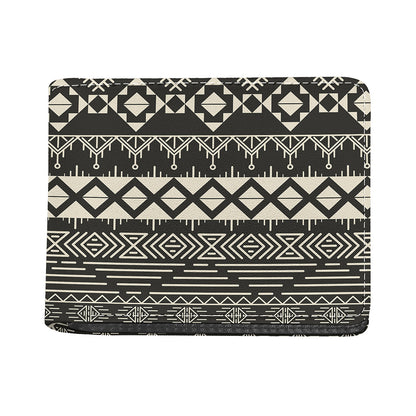 Black And Beige Aztec Pattern Print Bifold Wallet