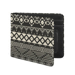 Black And Beige Aztec Pattern Print Bifold Wallet