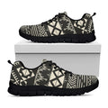 Black And Beige Aztec Pattern Print Black Running Shoes