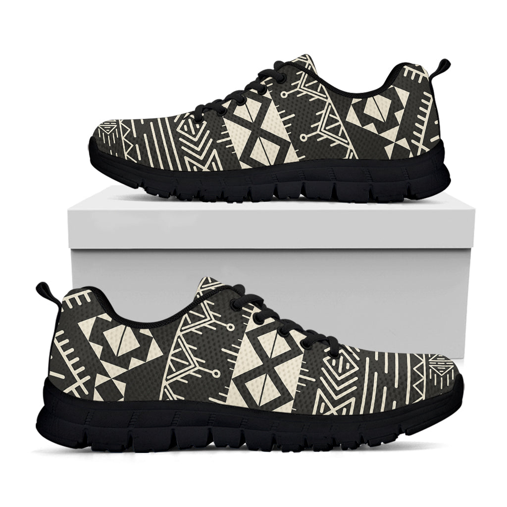 Black And Beige Aztec Pattern Print Black Running Shoes