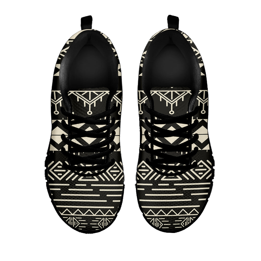 Black And Beige Aztec Pattern Print Black Running Shoes