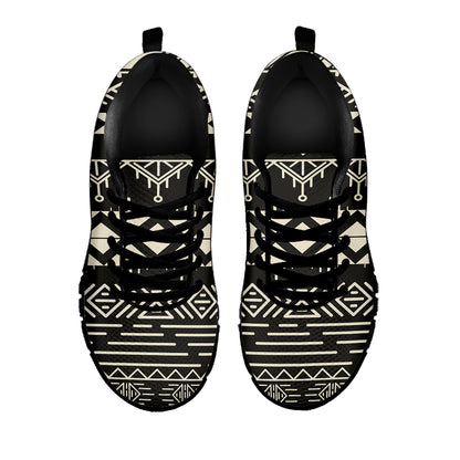 Black And Beige Aztec Pattern Print Black Running Shoes