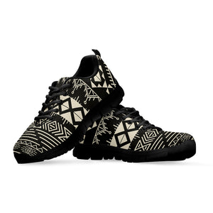 Black And Beige Aztec Pattern Print Black Running Shoes