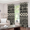 Black And Beige Aztec Pattern Print Blackout Grommet Curtains