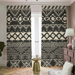 Black And Beige Aztec Pattern Print Blackout Pencil Pleat Curtains