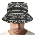 Black And Beige Aztec Pattern Print Bucket Hat