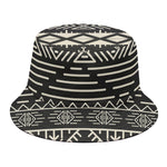 Black And Beige Aztec Pattern Print Bucket Hat