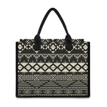 Black And Beige Aztec Pattern Print Canvas Tote Bag