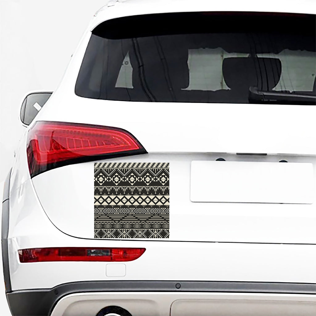 Black And Beige Aztec Pattern Print Car Sticker