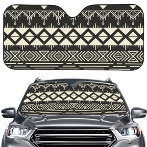 Black And Beige Aztec Pattern Print Car Windshield Sun Shade