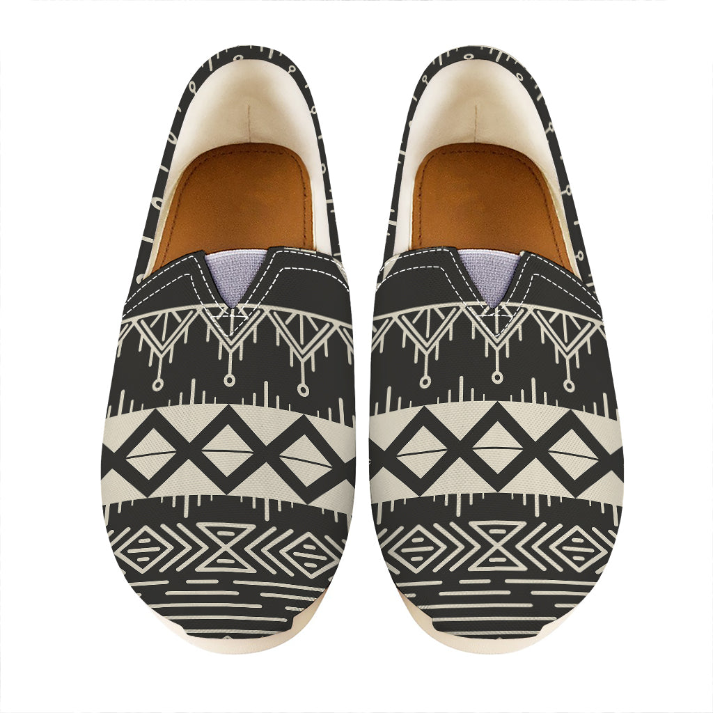 Black And Beige Aztec Pattern Print Casual Shoes