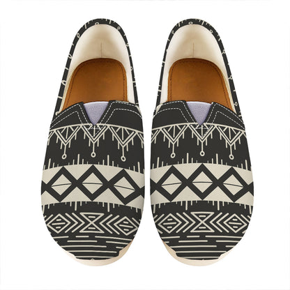 Black And Beige Aztec Pattern Print Casual Shoes