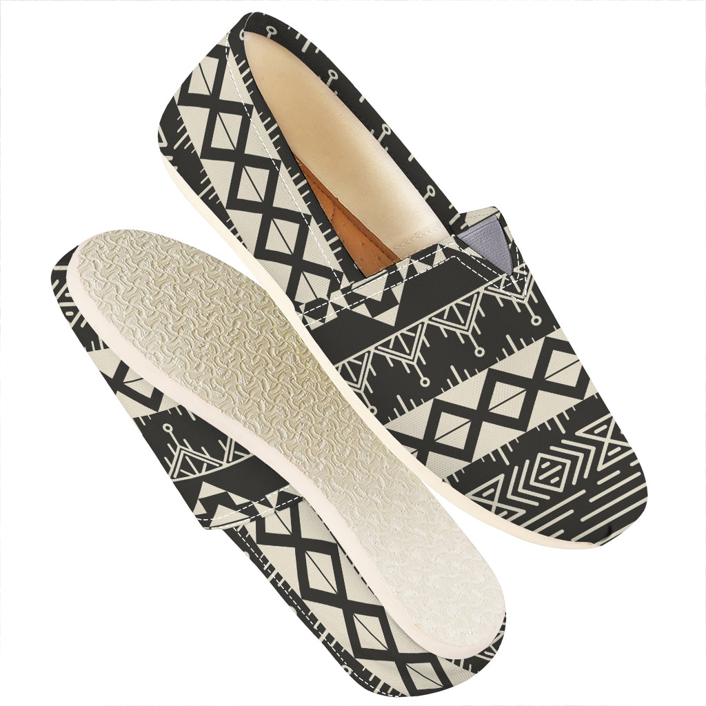 Black And Beige Aztec Pattern Print Casual Shoes