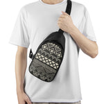Black And Beige Aztec Pattern Print Chest Bag