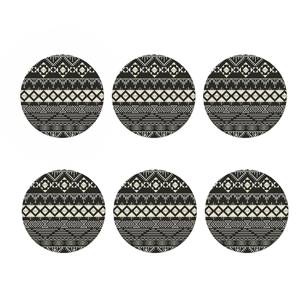 Black And Beige Aztec Pattern Print Coaster Set