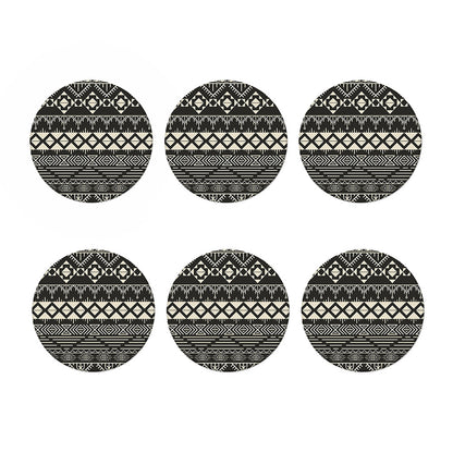 Black And Beige Aztec Pattern Print Coaster Set