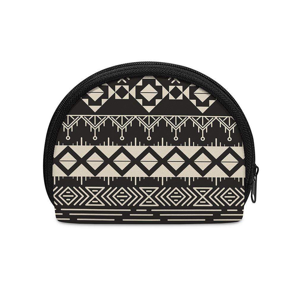 Black And Beige Aztec Pattern Print Coin Purse