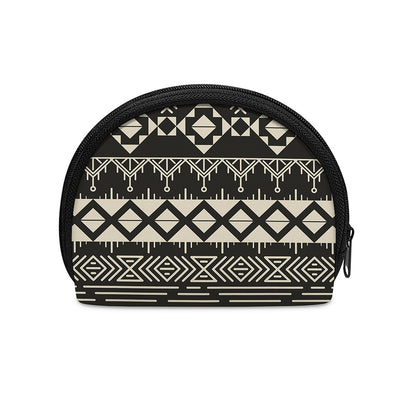 Black And Beige Aztec Pattern Print Coin Purse