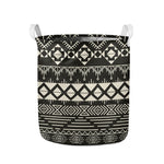 Black And Beige Aztec Pattern Print Collapsible Laundry Basket