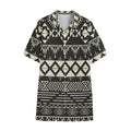 Black And Beige Aztec Pattern Print Cotton Hawaiian Shirt