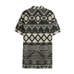 Black And Beige Aztec Pattern Print Cotton Hawaiian Shirt