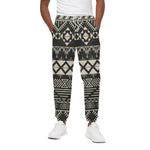Black And Beige Aztec Pattern Print Cotton Pants