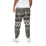 Black And Beige Aztec Pattern Print Cotton Pants