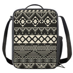 Black And Beige Aztec Pattern Print Crossbody Lunch Bag
