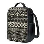 Black And Beige Aztec Pattern Print Crossbody Lunch Bag