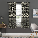Black And Beige Aztec Pattern Print Curtain