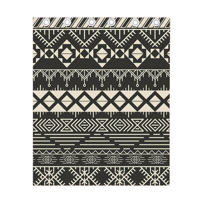 Black And Beige Aztec Pattern Print Curtain