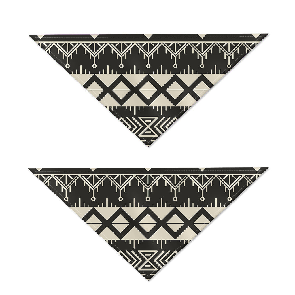 Black And Beige Aztec Pattern Print Dog Bandana