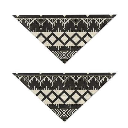 Black And Beige Aztec Pattern Print Dog Bandana