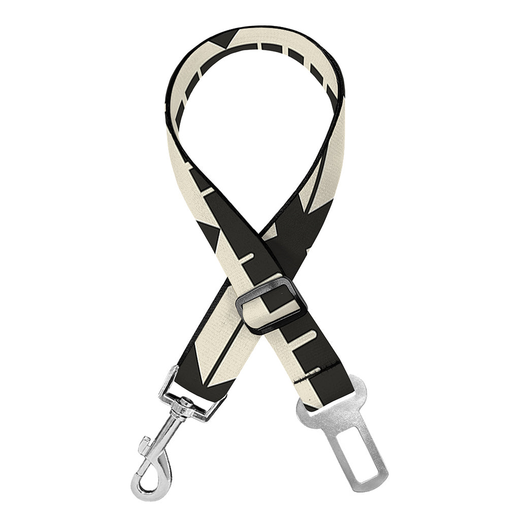 Black And Beige Aztec Pattern Print Dog Seat Belt