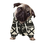 Black And Beige Aztec Pattern Print Dog Zip Up Hoodie